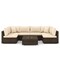 7 Pieces Patio Rattan Furniture Set with Sectional Sofa Cushions-Beige
